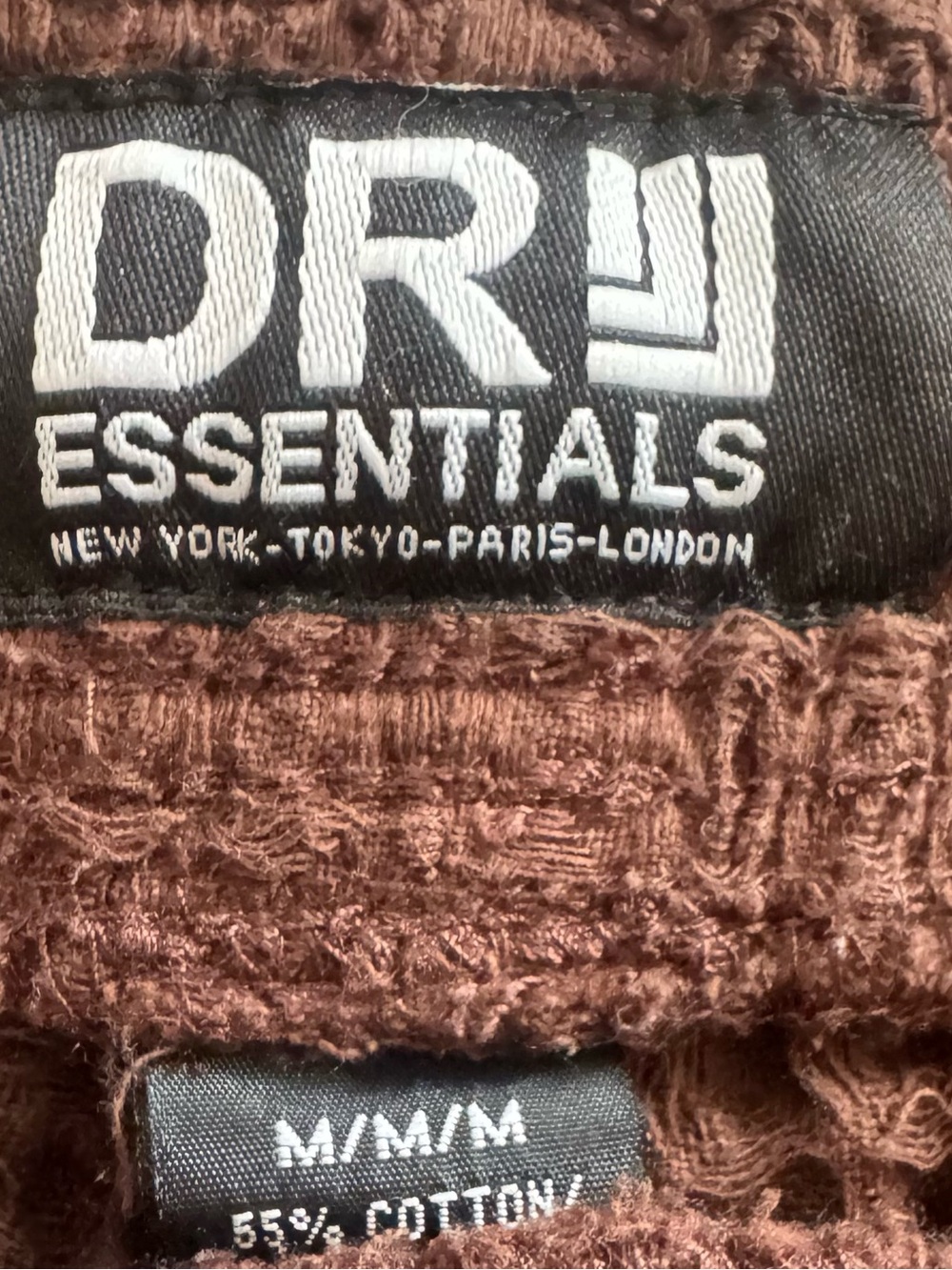 Essentials Brown Waffle Knit Drawstring Shorts - Picture 3 of 3